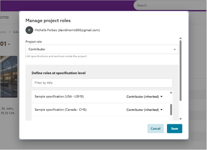Restricting specification access within Lattira Spec